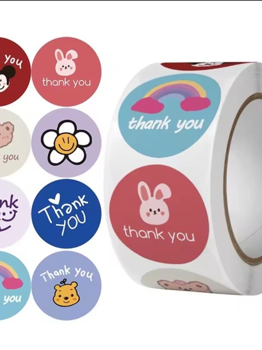 500  Thank You Sticker Roll - Multi Color - Picture 2 of 2